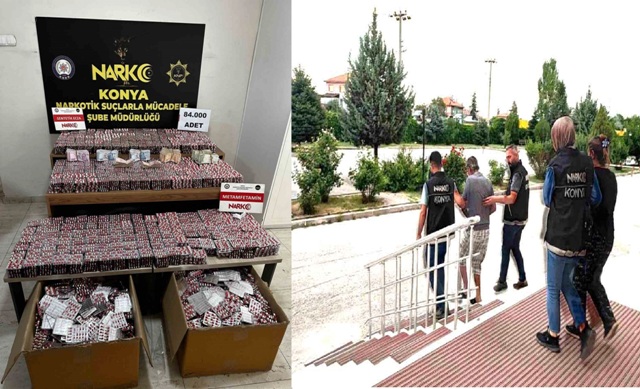 Konya'da uyuşturucu sevkıyatı yapan karı koca yakalandı! 117 bin hap ele geçirildi, 3 tutuklama