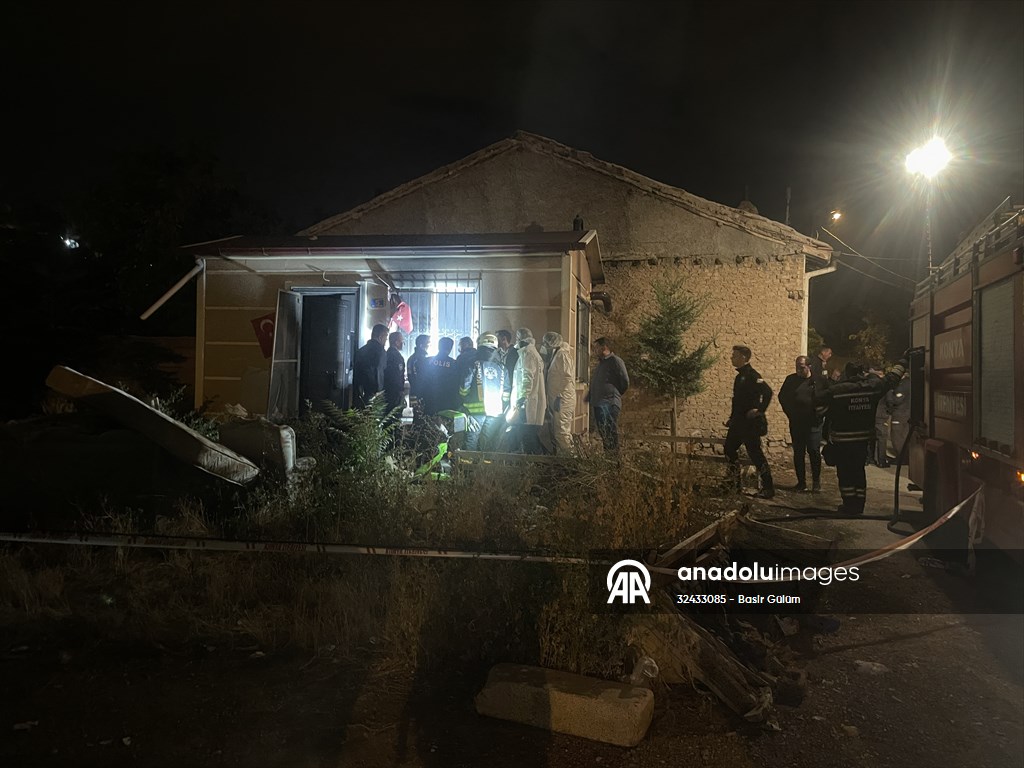 Konya'da yaşlı adam yalnız yaşadığı prefabrik evde çıkan yangında öldü