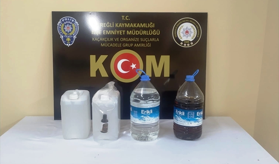 Konya'daki sahte içki operasyonunda 19 litre alkol ele geçirildi