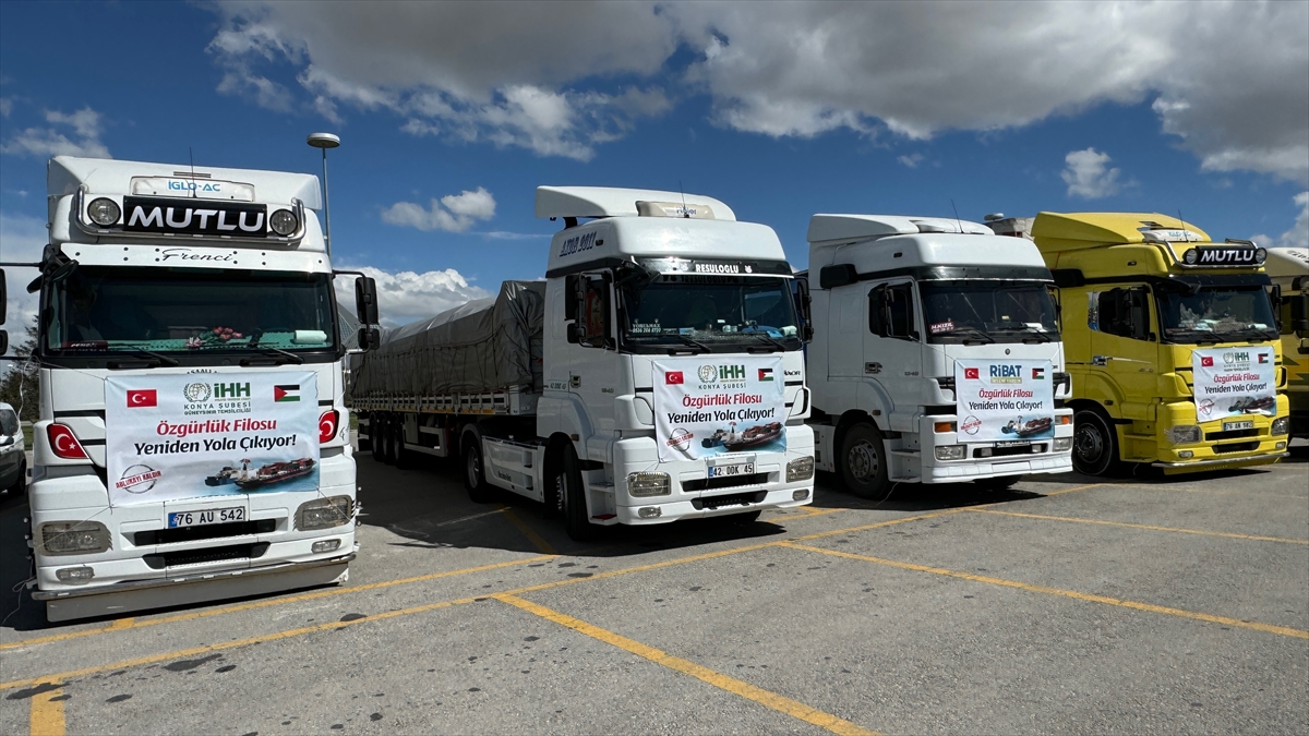 Konya'dan Gazze'ye 6 yardım tırı gönderildi