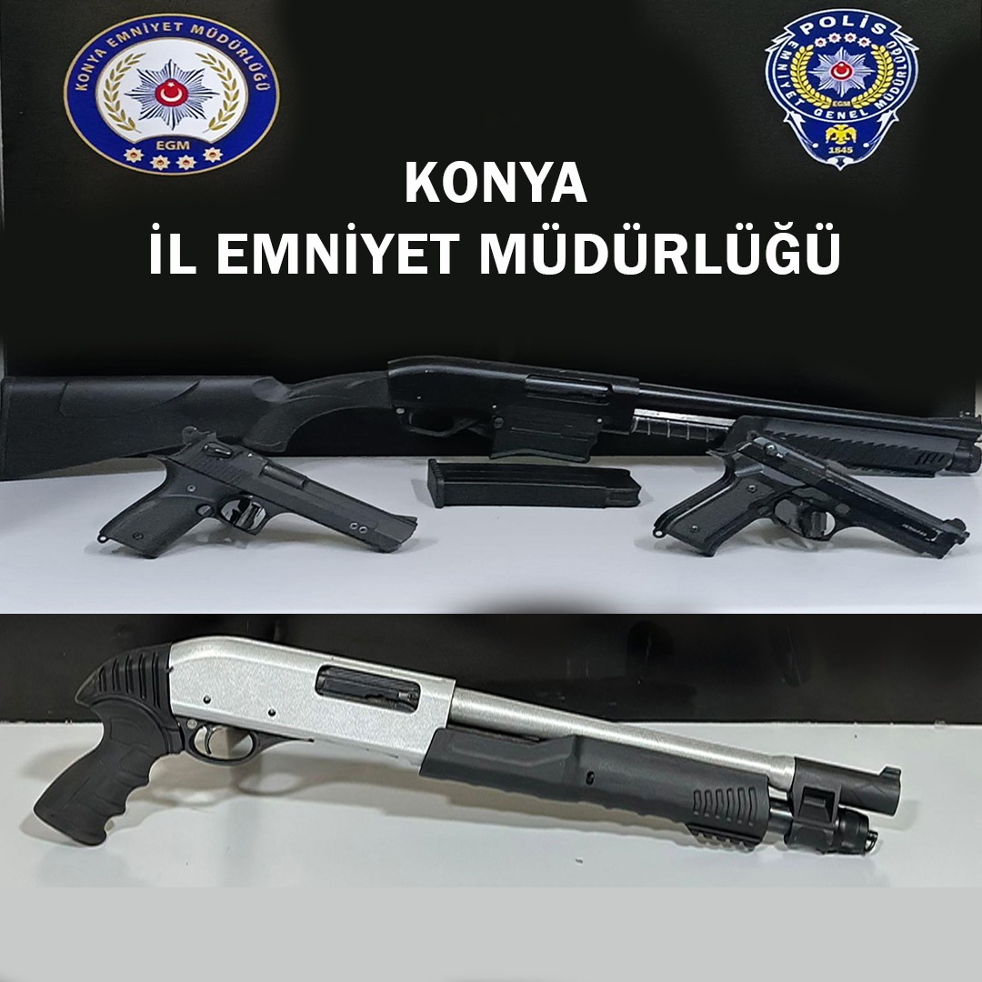 KONYA EMNİYETİ’NİN SIKI DENETİMLERİNDE ÇOK SAYIDA RUHSATSIZ SİLAH ELE GEÇİRİLDİ
