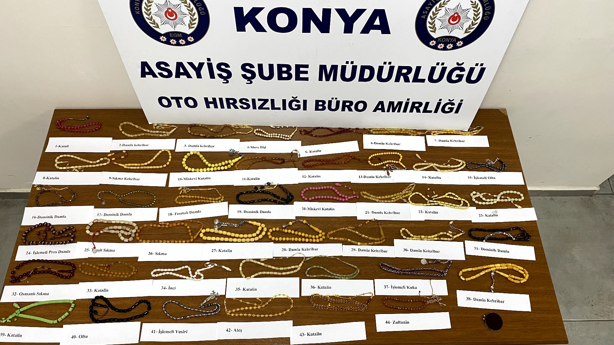 KONYA POLİSİNDEN TESBİH HIRSIZLARINA SUÇÜSTÜ:2 KİŞİ TUTUKLANDI