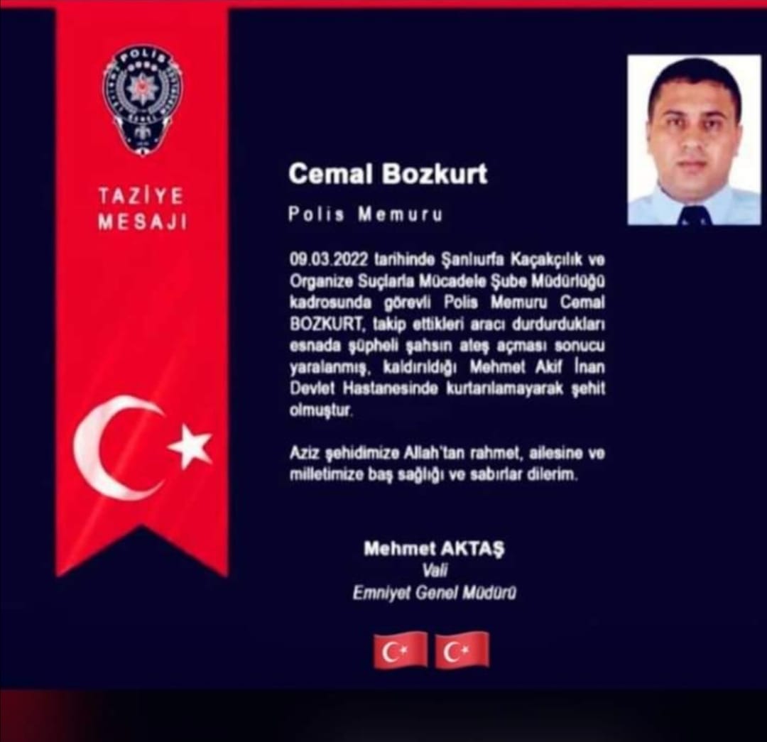 Şanlıurfa’da yaralanan polis tedavi gördüğü hastanede şehit oldu