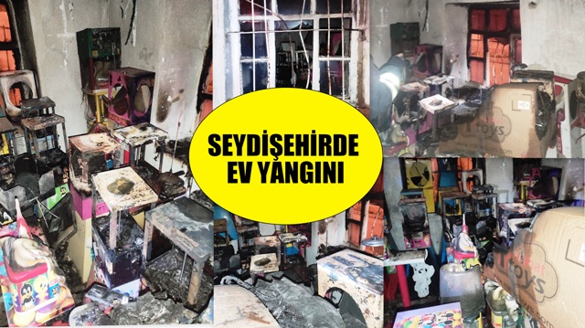 Seydişehir'de   depo olarak  kullanılan evde  yangın  çıktı