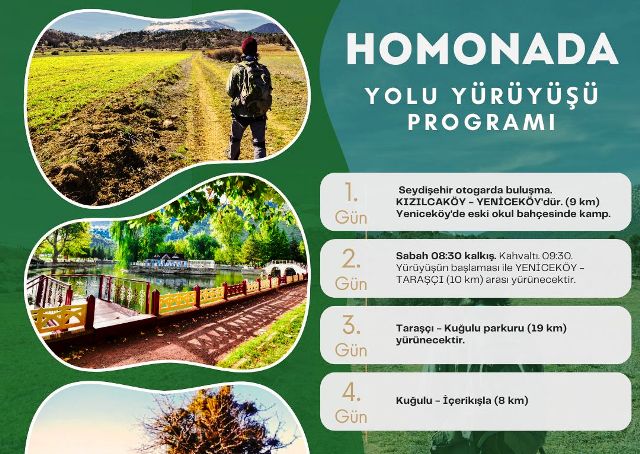 SEYDİŞEHİR’DE HOMONADA YOLU TREKKİNG ETKİNLİĞİ DÜZENLENECEK