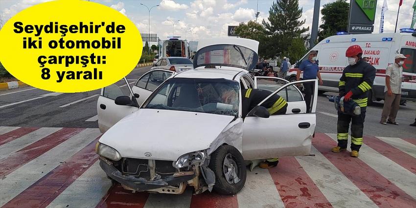 Seydişehir'de iki otomobil çarpıştı: 8 yaralı