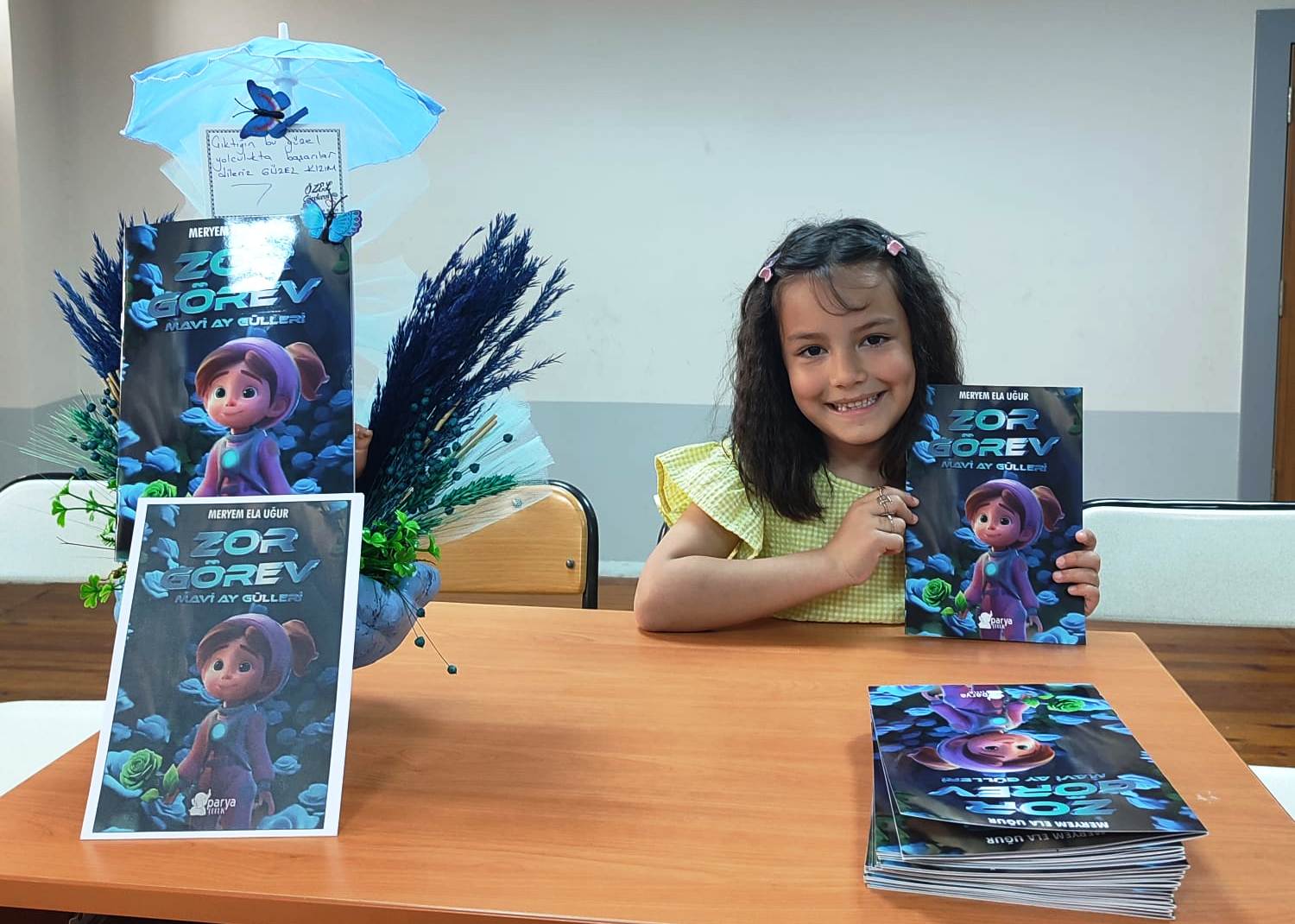 Seydişehir'de küçük yazar Meryem Ela Uğur " Zor Görev Mavi ay gülleri " kitabını çıkardı
