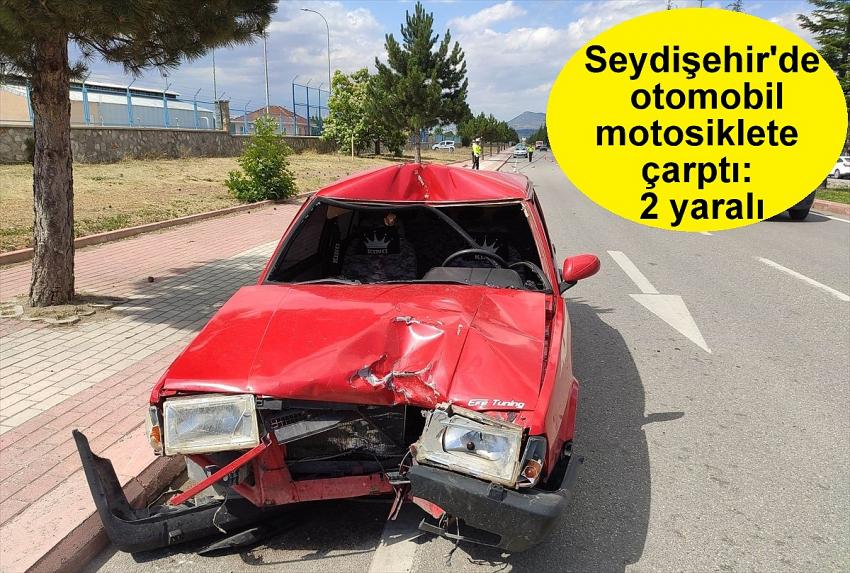 Seydişehir'de otomobil motosiklete çarptı: 2 yaralı
