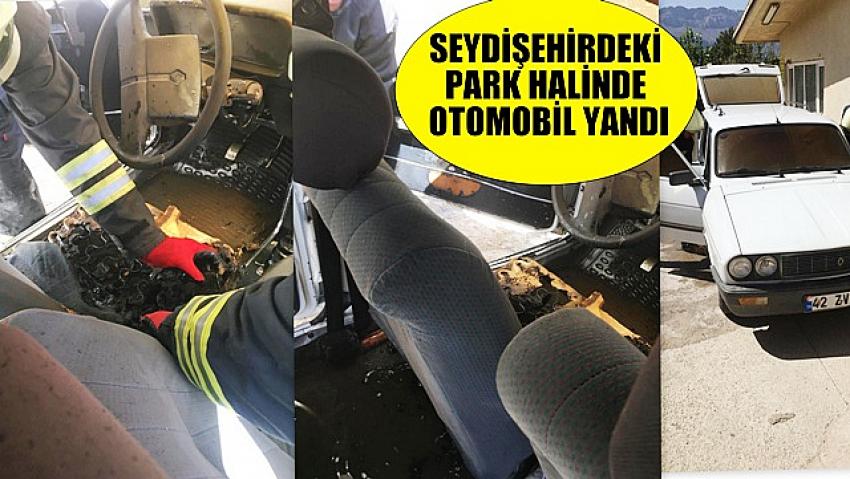 Seydişehir'de Park  Halindeki araç yandı