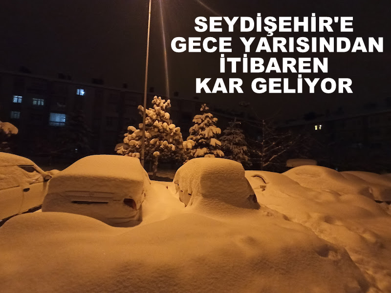 Seydişehir'e gece yarısından  itibaren   kar   geliyor