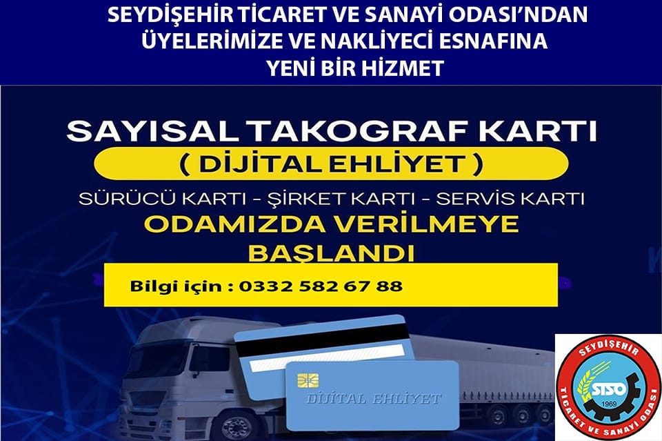 Seydişehir Ticaret Ve Sanayi Odasından Sayısal TAKOĞRAF kartı