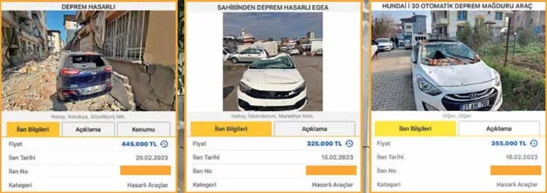 Depremzedeler nakit ihtiyacı için ağır hasarlı araçlarını satışa çıkarıyor