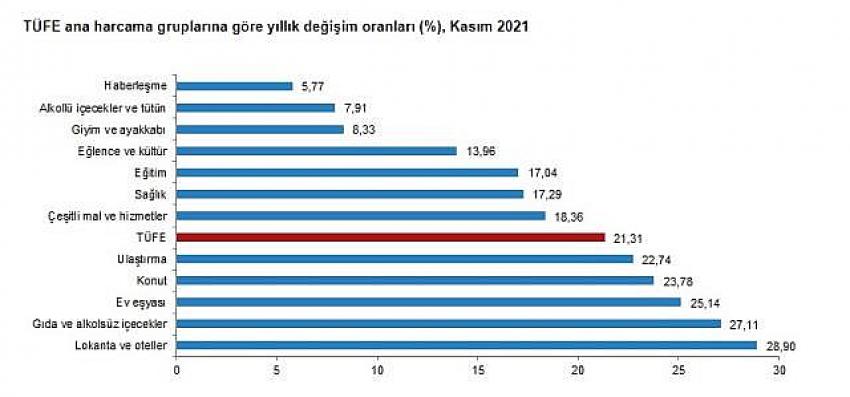  Yıllık enflasyon yüzde 21,31 oldu