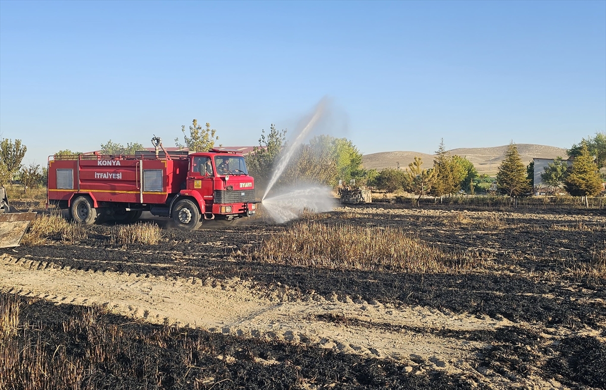 Konya'da buğday tarlasında çıkan yangın söndürüldü - Görsel 3