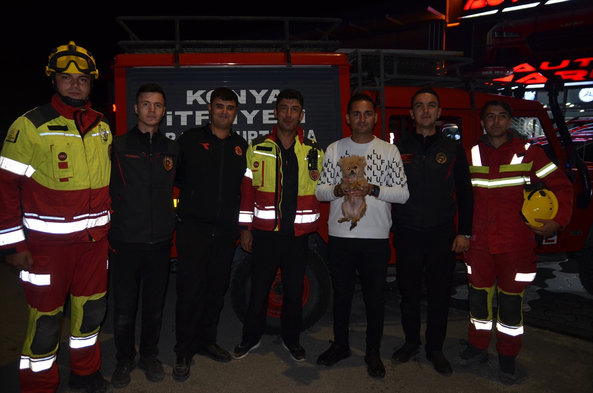 Konya'da kanalizasyon borusuna sıkışan köpek yavrusu itfaiyenin 6 saatlik çalışmasıyla kurtarıldı - Görsel 1