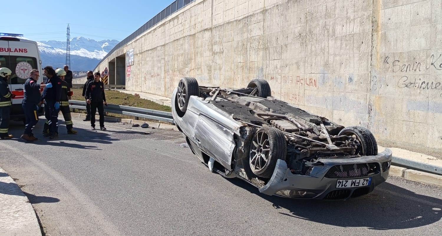 Seydişehir’de Korkutan Kaza:  Takla Atan Otomobilde 4 Yaralı! - Görsel 1
