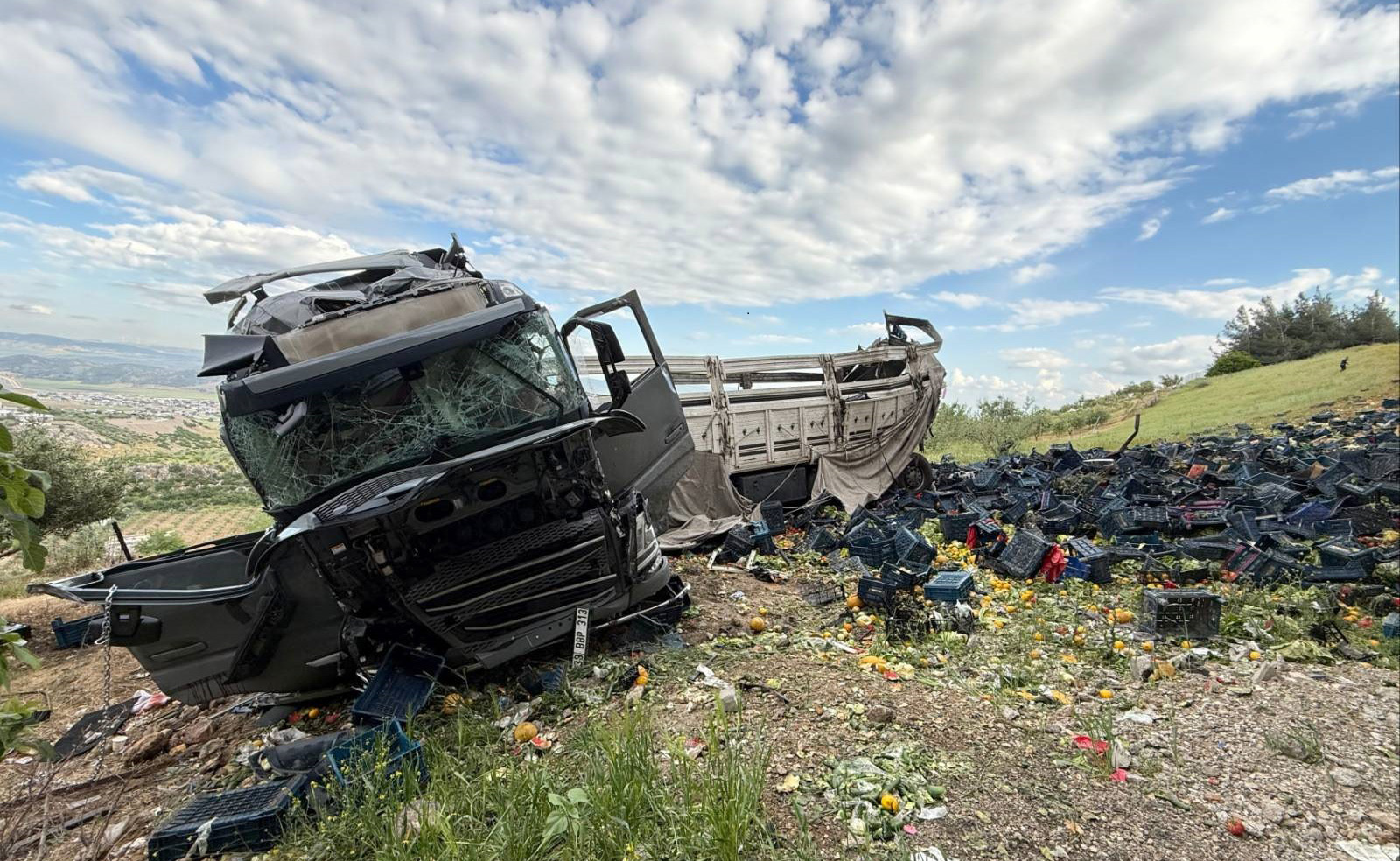 TIR, otomobile çarpıp viyadükten düştü; 2 ölü,4 yaralı - Görsel 1